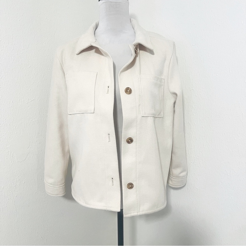 Old Navy Juniors XL (14-16) Oversized Herringbone Tunic Shacket NWT Cream